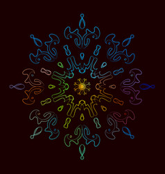 Decorative Element Rainbow Mandala On Black