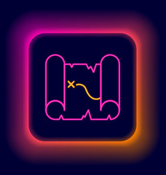 Glowing Neon Line Pirate Treasure Map Icon