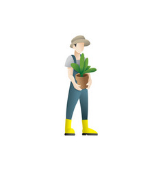 Happy Gardener Man Holding A Flower Pot