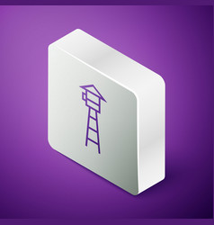 Isometric Line Watch Tower Icon Isolated On Purple