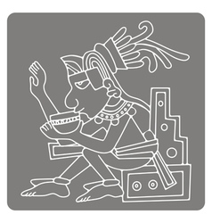 Monochrome Icon With Symbols From Aztec Codices