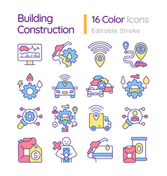 Building Construction Rgb Color Icons Set