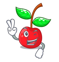 Two Finger Fruit Cherry Above Wooden Character