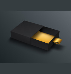 3d Black Gift Box With Golden Ribbon