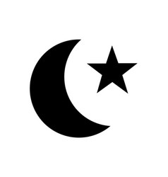 Crescent Moon And Star In Black Silhouette