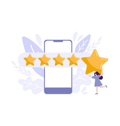 Tiny Woman Satisfied Customer Give Rating 5 Stars