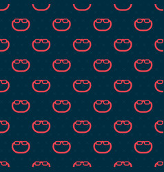 Red Line Eyeglasses Icon Isolated Seamless Pattern