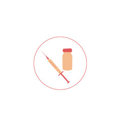 Vaccine Sign Syringe And Vial Flat Icons