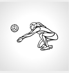 Woman Volleyball Player Silhouette Passing Ball