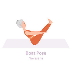 Boat Yoga Pose Navasana Elderly Woman Practicing