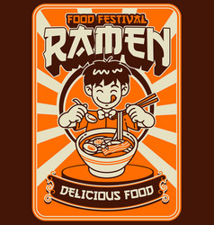 Food Festival Ramen Poster Design Vintage Style