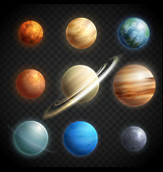 Planets Realistic Transparent Set