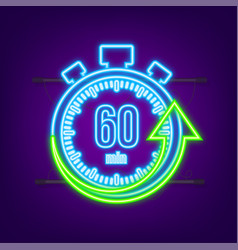 60 Minutes Stopwatch Neon Icon