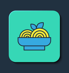 Filled Outline Pasta Spaghetti Icon Isolated