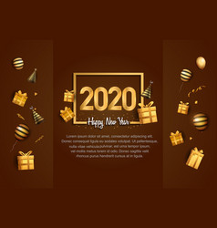 Happy New Year 2020 Golden Number In Square