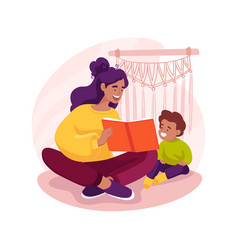 Parent Read Book To A Child Isolated Cartoon