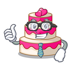 Businessman Wedding Cake Above Wooden Cartoon