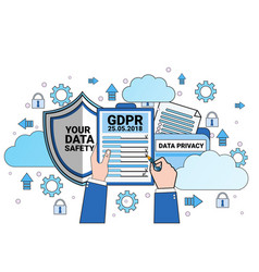 Data Safety Cloud Shield Hands Hold Checklist Over