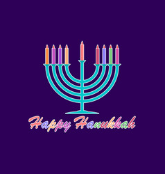 Happy Hanukkah Menorah With Nine Colorful Candles