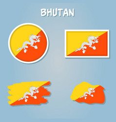 Kingdom Of Bhutan Map Flag Silhouette