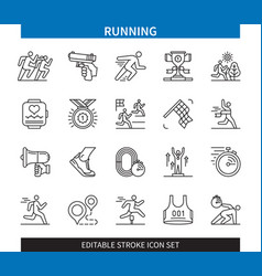 Running Editable Stroke Icon Set