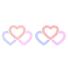 Triple Love Hearts Icon - Triangular Mesh