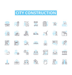 City Construction Linear Icons Set Structures