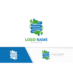 Ecological Colon And Leaves Logo Combination