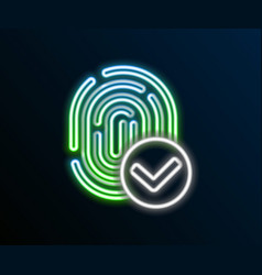 Glowing Neon Line Fingerprint Icon Isolated