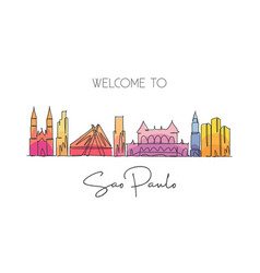 One Single Line Drawing Of S O Paulo City Skyline