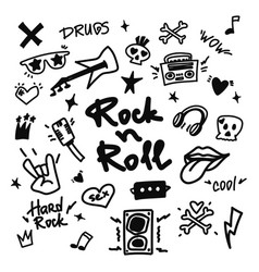 Rock N Roll Punk Music Doodle Set Graffiti