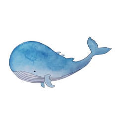 Blue Whale Watercolor Art Isolated On White