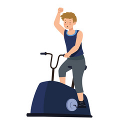 Fitness Man On Stationary Bike