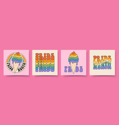 Set Of Groovy Cards For Pride Month