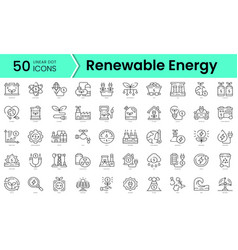 Set Of Renewable Energy Icons Line Art Style