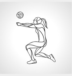 Woman Volleyball Player Silhouette Passing Ball