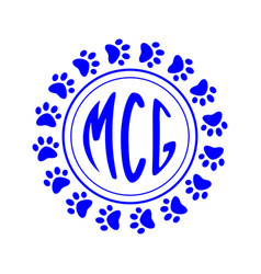 Blue Puppy Paw Monogram Lettering