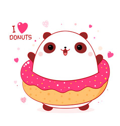 Cute Little Panda With Donut Square Card