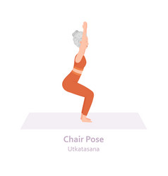 Chair Yoga Pose Utkatasana Elderly Woman