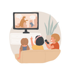 Kids Watching Cartoons Isolated Cartoon