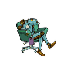 Robot Psychotherapist Is Sleeping In A Chair