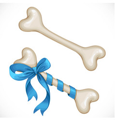 Bone For Dog Bandaged With Gift Bow And Without