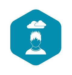 Depressed Man With Dark Cloud Over His Head Icon