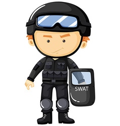 Swat man in green safety suit Royalty Free Vector Image