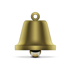 3d Golden Bell With Shadow On White Background