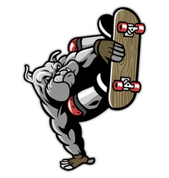 Bulldog Character Playing Skateboard