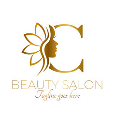 Gold C Letter Initial Beauty Brand Logo Design