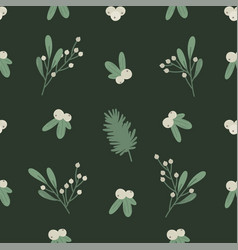 Seamless Pattern With Branch Snowberry And Plants