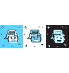 Set Chat Bot Icon Isolated On Blue And White