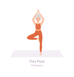 Tree Yoga Pose Vrksasana Elderly Woman